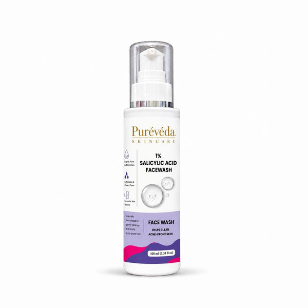 Pureveda 1% Salicylic Acid Face Wash – For Acne-Prone Skin, Blemishes & Pores | 100 ml