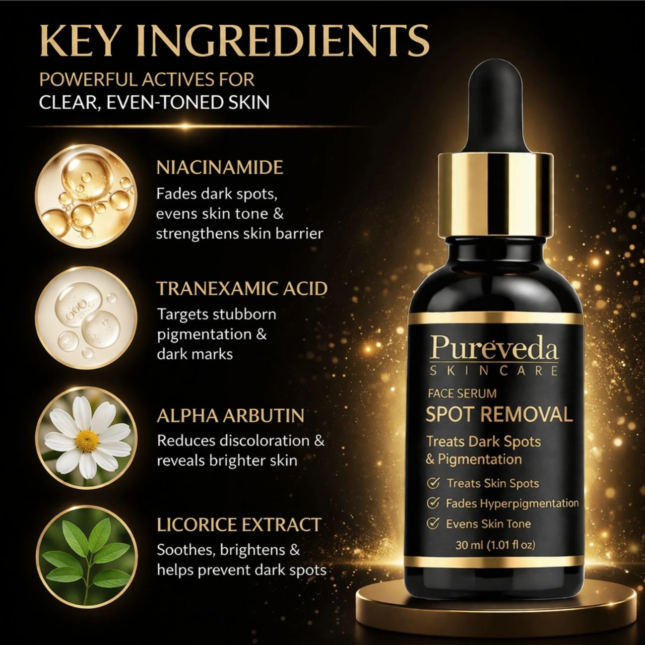 Pureveda Spot Removal Face Serum – Dark Spot & Pigmentation Care | 30 ml