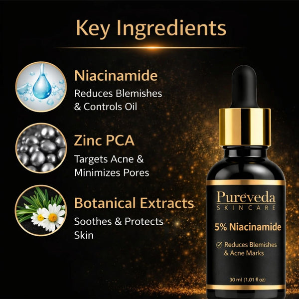 Pureveda 5% Niacinamide Face Serum – Blemishes & Acne Marks | 30 ml