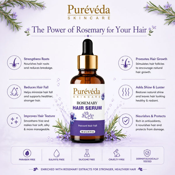 Pureveda Rosemary Hair Serum – Helps Prevent Hair Fall | 30 ml
