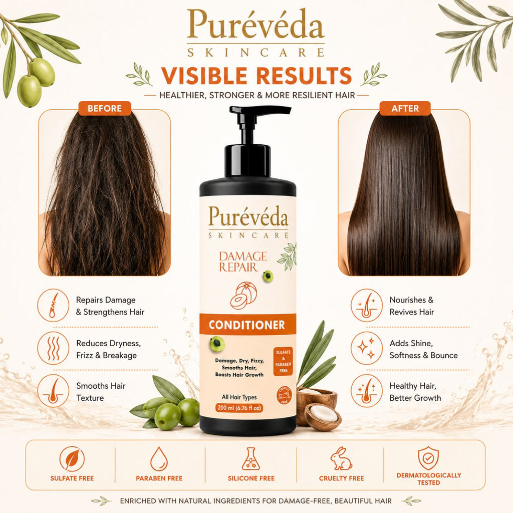 Pureveda Damage Repair Conditioner – For Dry, Frizzy & Damaged Hair | 200 ml