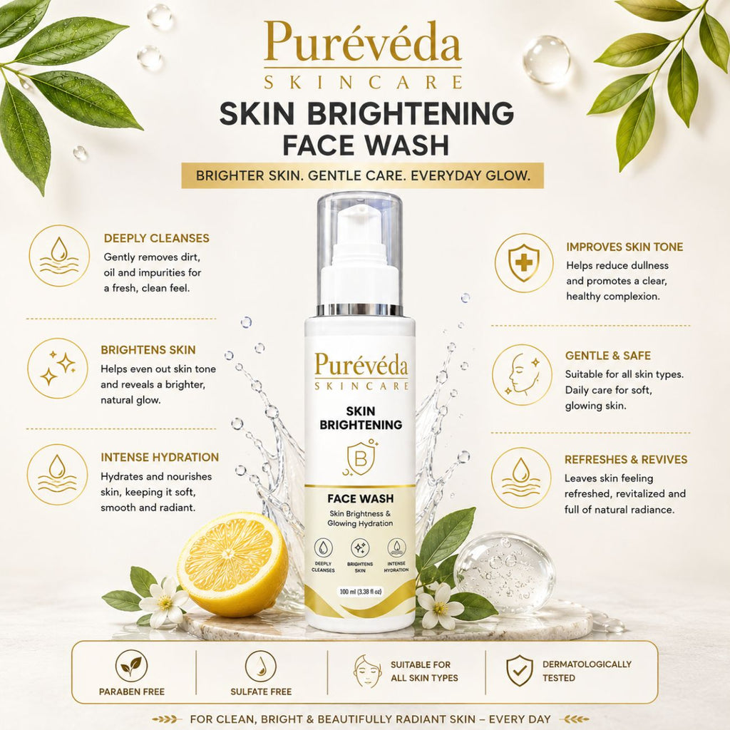 Pureveda Skin Brightening Face Wash – Brightens Skin & Provides Intense Hydration | 100 ml