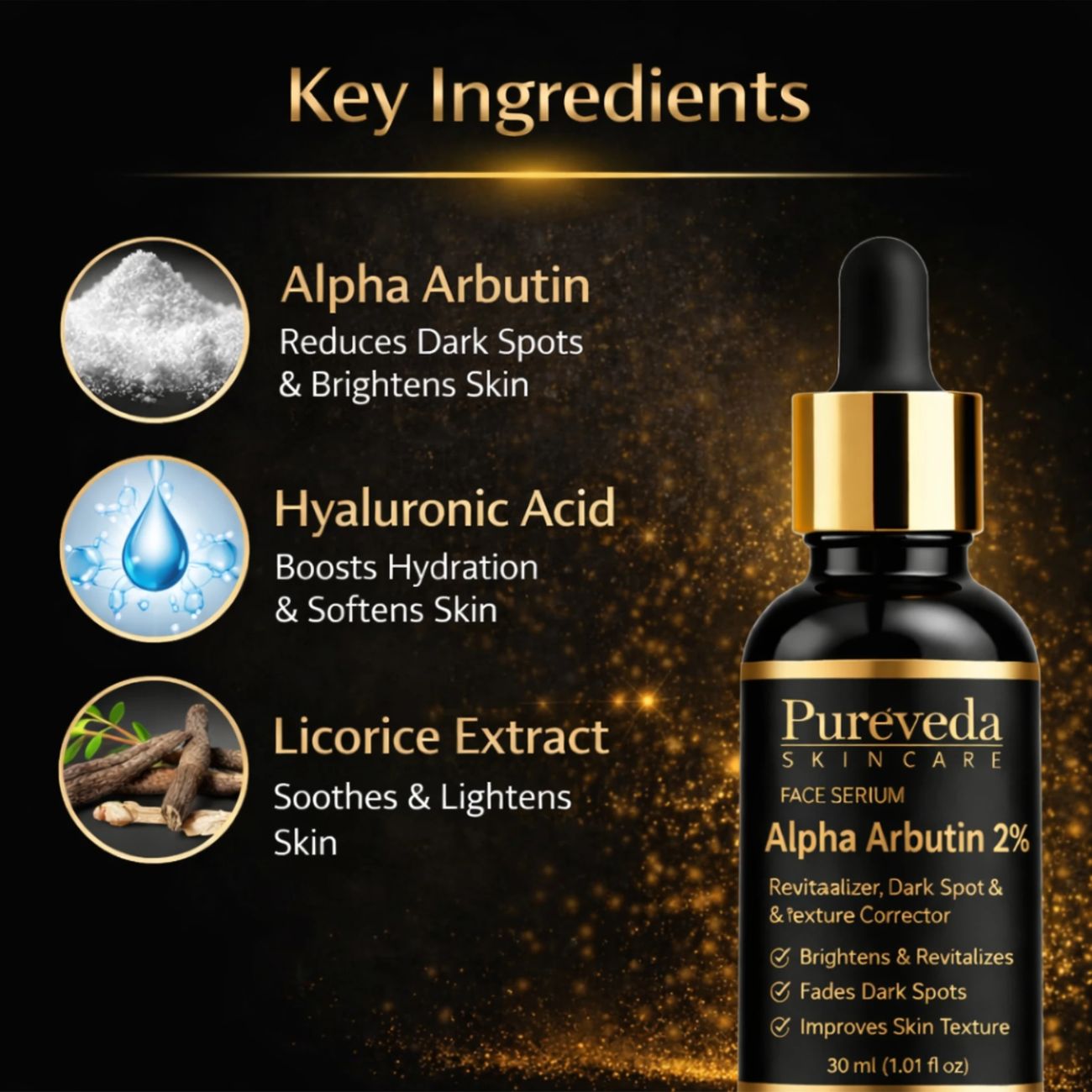 Pureveda Alpha Arbutin 2% Face Serum – Dark Spot & Texture Corrector | 30 ml