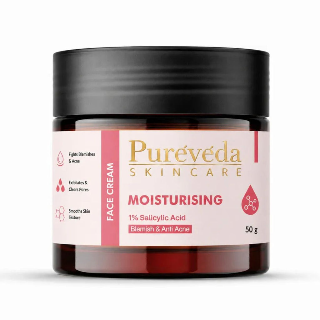 Pure Veda Moisturising Face Cream with 1% Salicylic Acid | Anti Acne & Blemish Cream for Men & Women | 50g