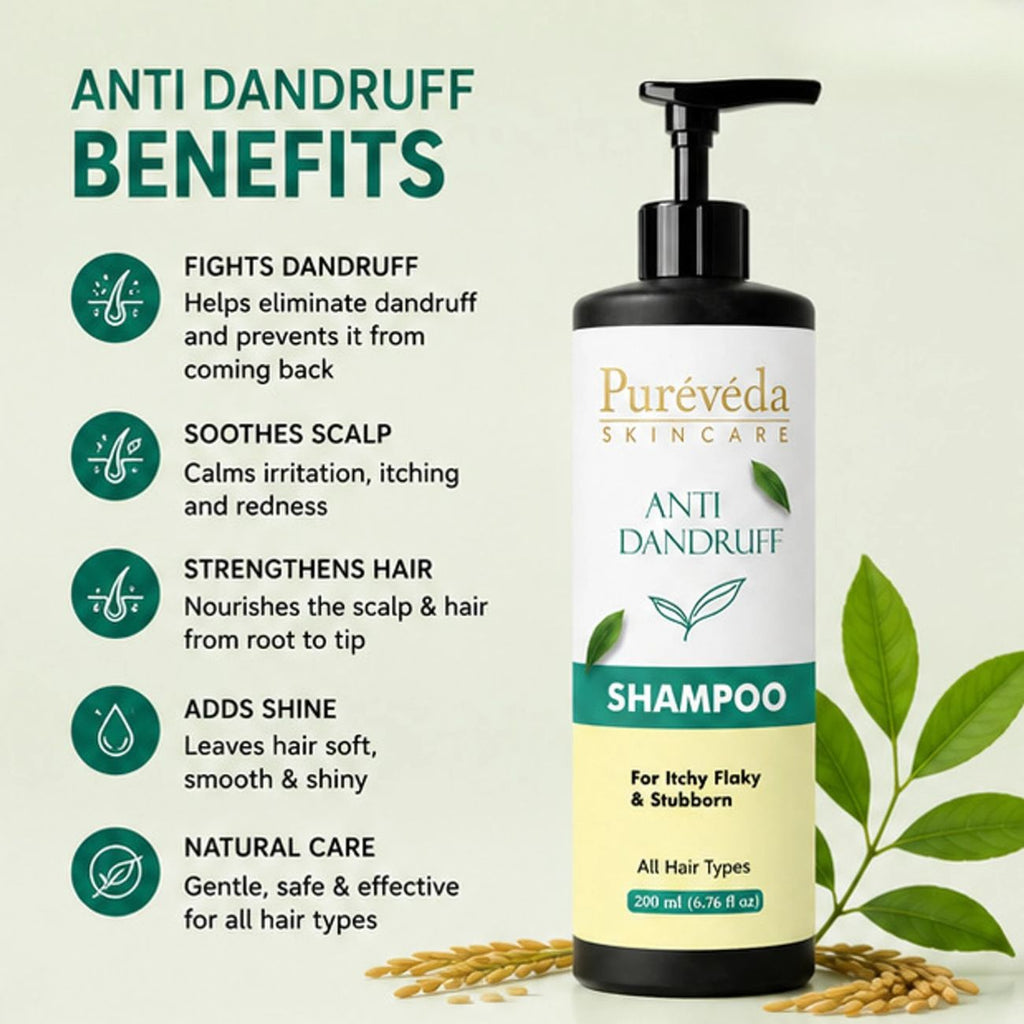 Pureveda Anti-Dandruff Shampoo – For Itchy, Flaky & Stubborn Dandruff