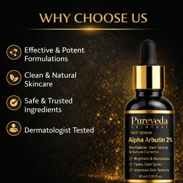 Pureveda Alpha Arbutin 2% Face Serum – Dark Spot & Texture Corrector | 30 ml