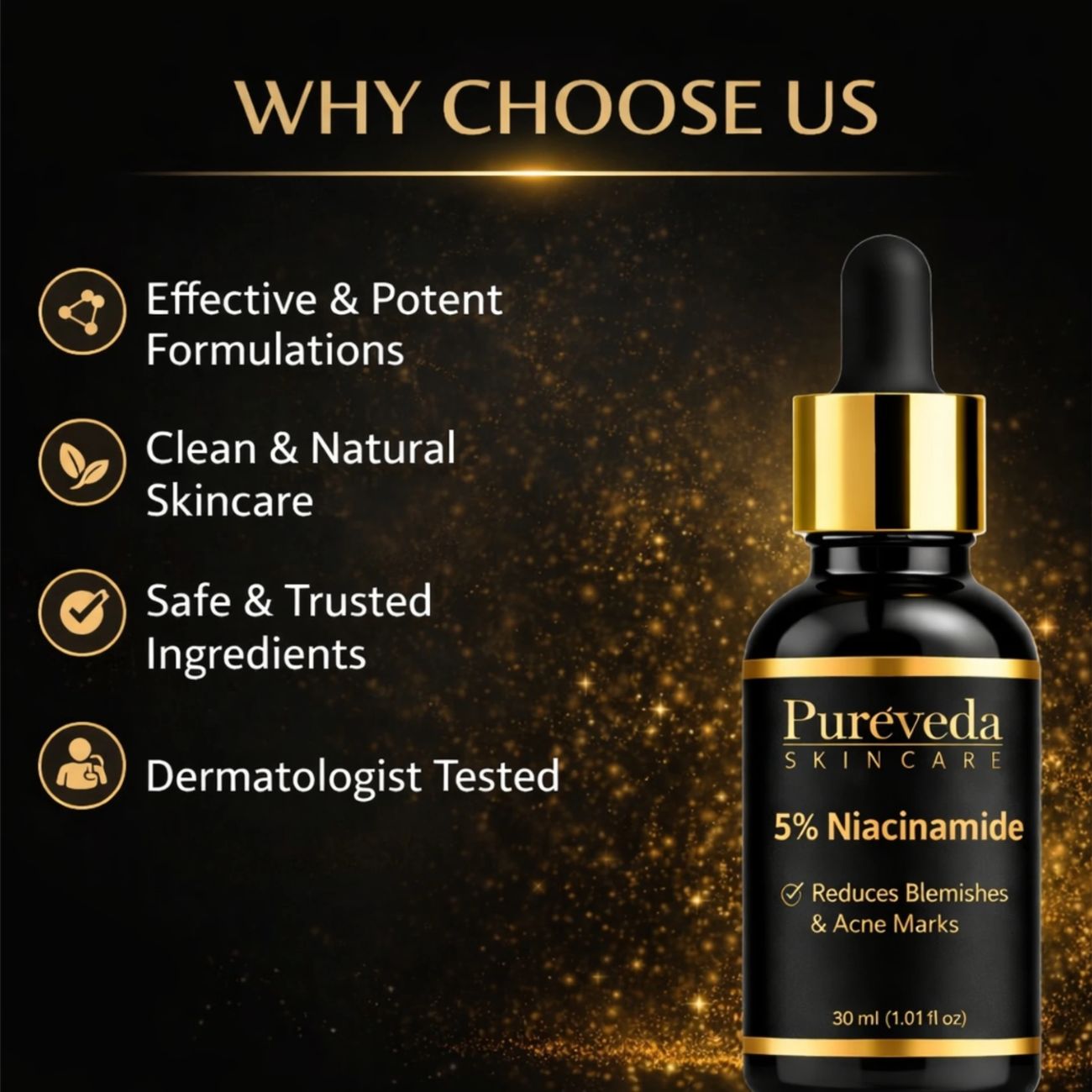 Pureveda 5% Niacinamide Face Serum – Blemishes & Acne Marks | 30 ml