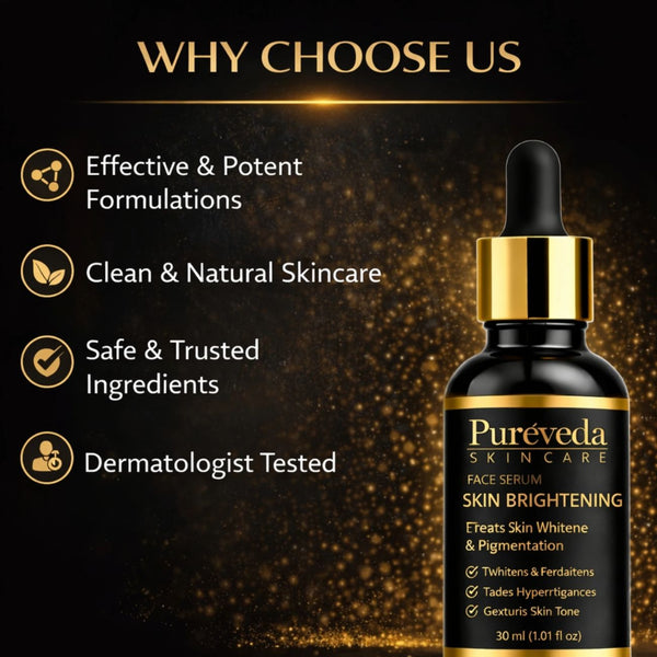Pureveda Skin Brightening Face Serum – For Uneven Skin Tone, Pigmentation & Radiance | 30 ml