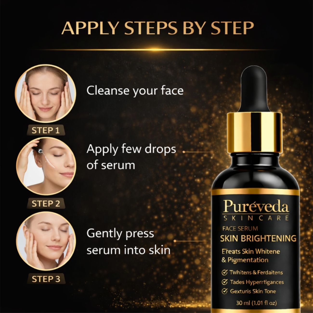 Pureveda Skin Brightening Face Serum – For Uneven Skin Tone, Pigmentation & Radiance | 30 ml